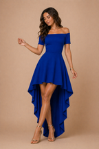 Vestido Cola de Pato Cuello Bandeja Falda Asimétrica