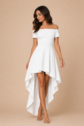 Vestido Cola de Pato Cuello Bandeja Falda Asimétrica