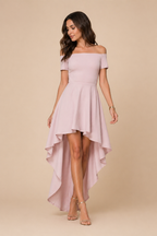 Vestido Cola de Pato Cuello Bandeja Falda Asimétrica