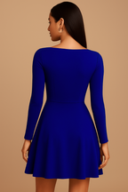 Vestido Rotondo Casual Manga Larga de Mujer