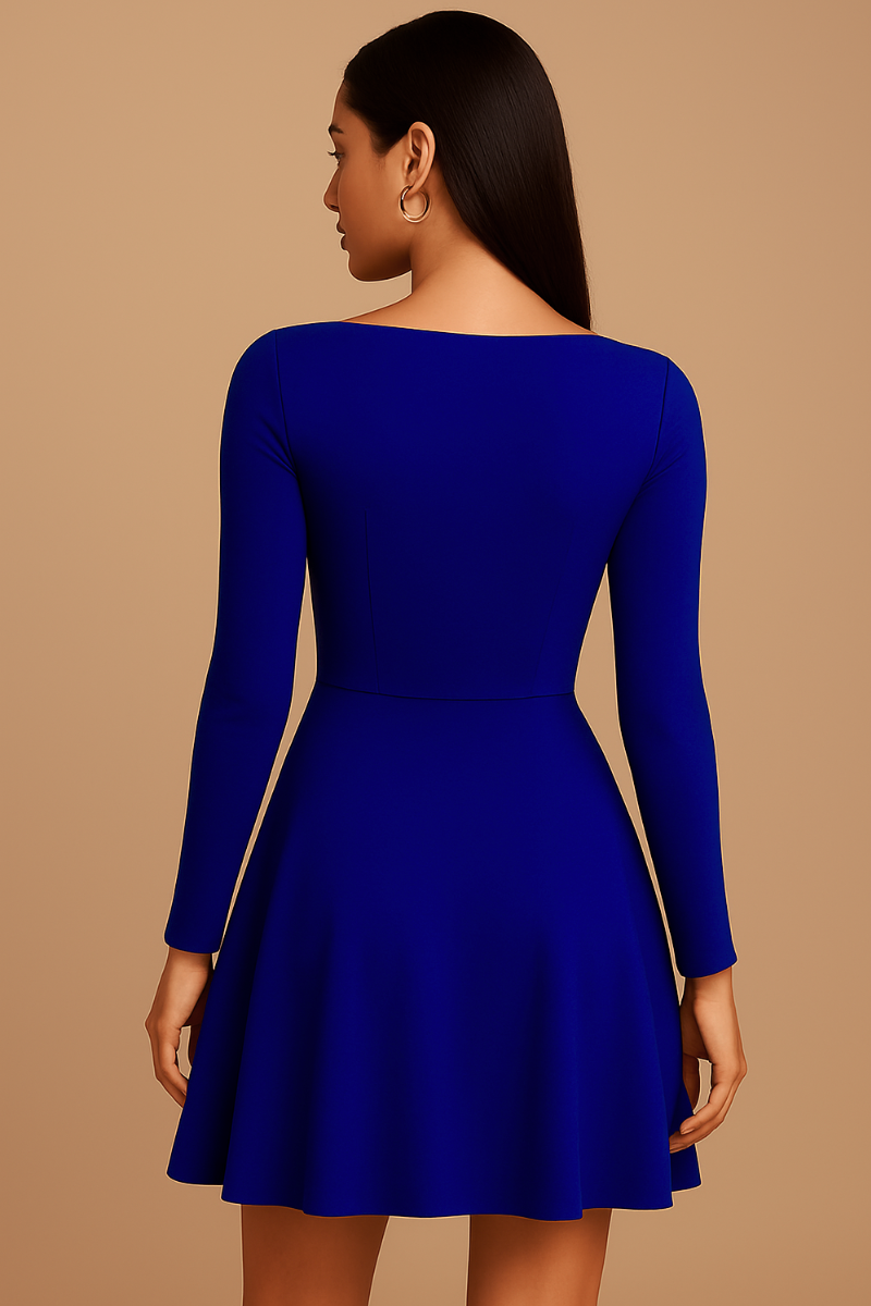 Vestido Rotondo Casual Manga Larga de Mujer