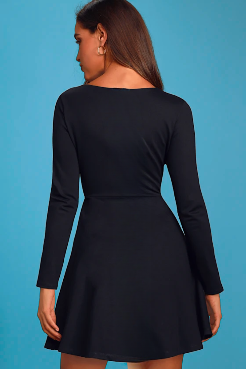 Vestido Rotondo Casual Manga Larga de Mujer