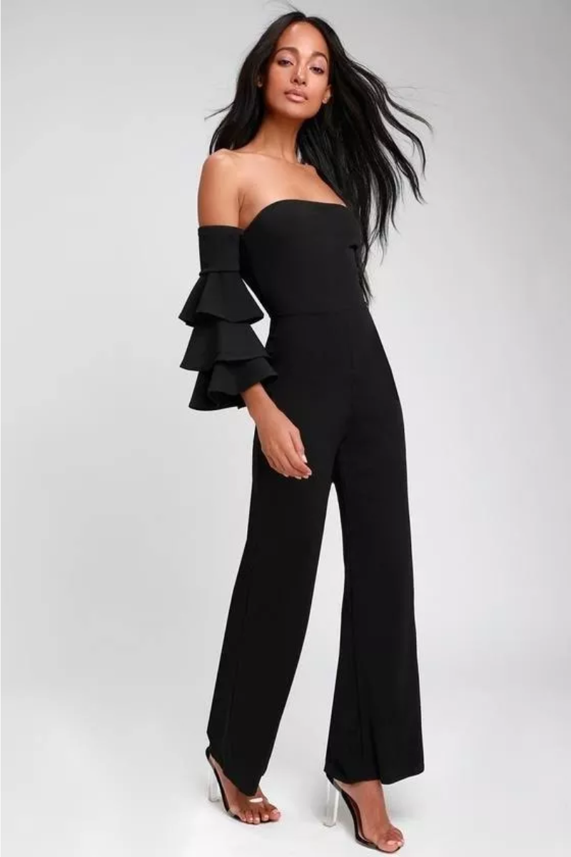 Enterizo Elegante Strapless Manga Volantes