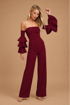 Enterizo Elegante Strapless Manga Volantes