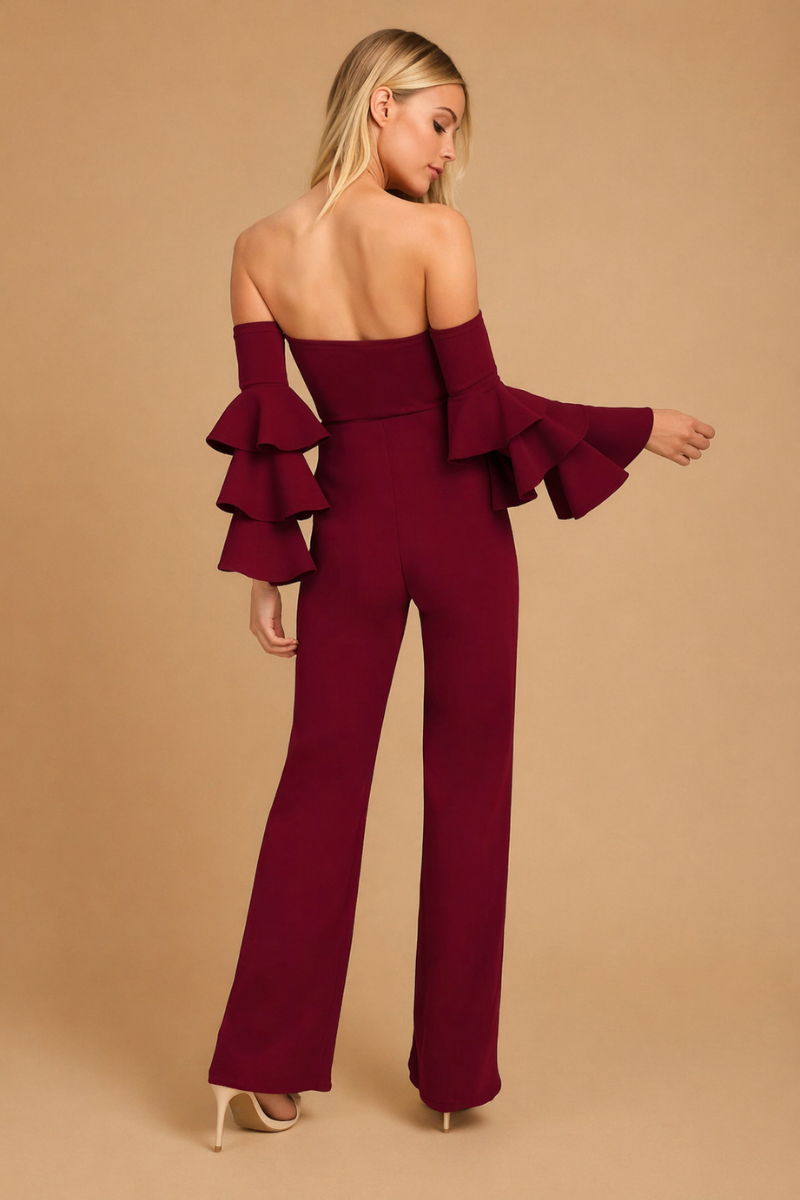 Enterizo Elegante Strapless Manga Volantes