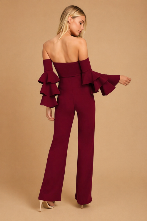 Enterizo Elegante Strapless Manga Volantes