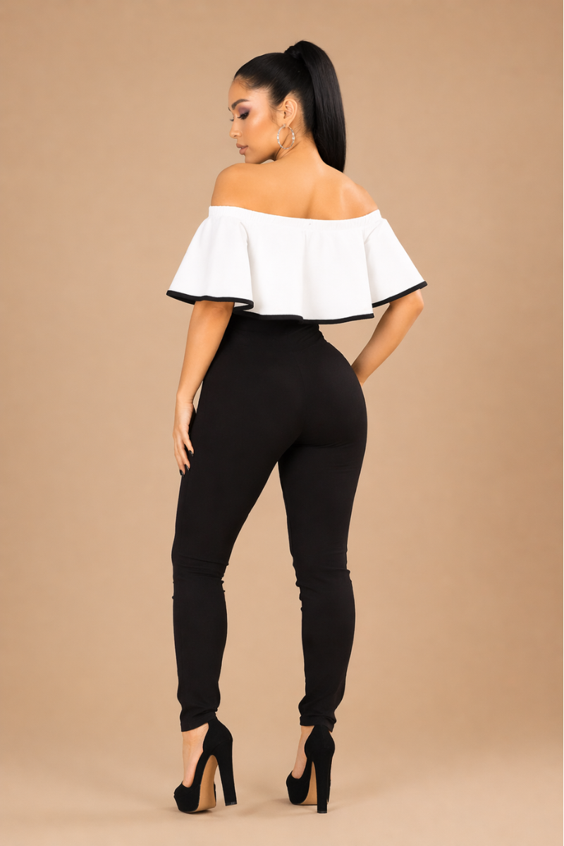 Enterizo Elegante cuello Bandeja Bicolor y ajustado para Mujer