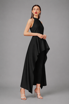 Conjunto Elegante Mujer Pantalón y Blusa Larga Asimétrica en Scuba Crepe