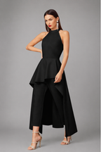 Conjunto Elegante Mujer Pantalón y Blusa Larga Asimétrica en Scuba Crepe