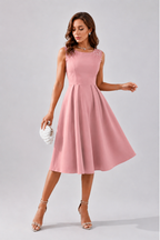 Vestido Midi Elegante Mujer con Perlas Fiesta Cóctel