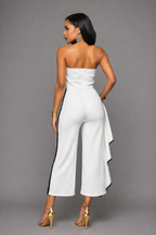 Enterizo Elegante Strapless Volante Lateral Bicolor
