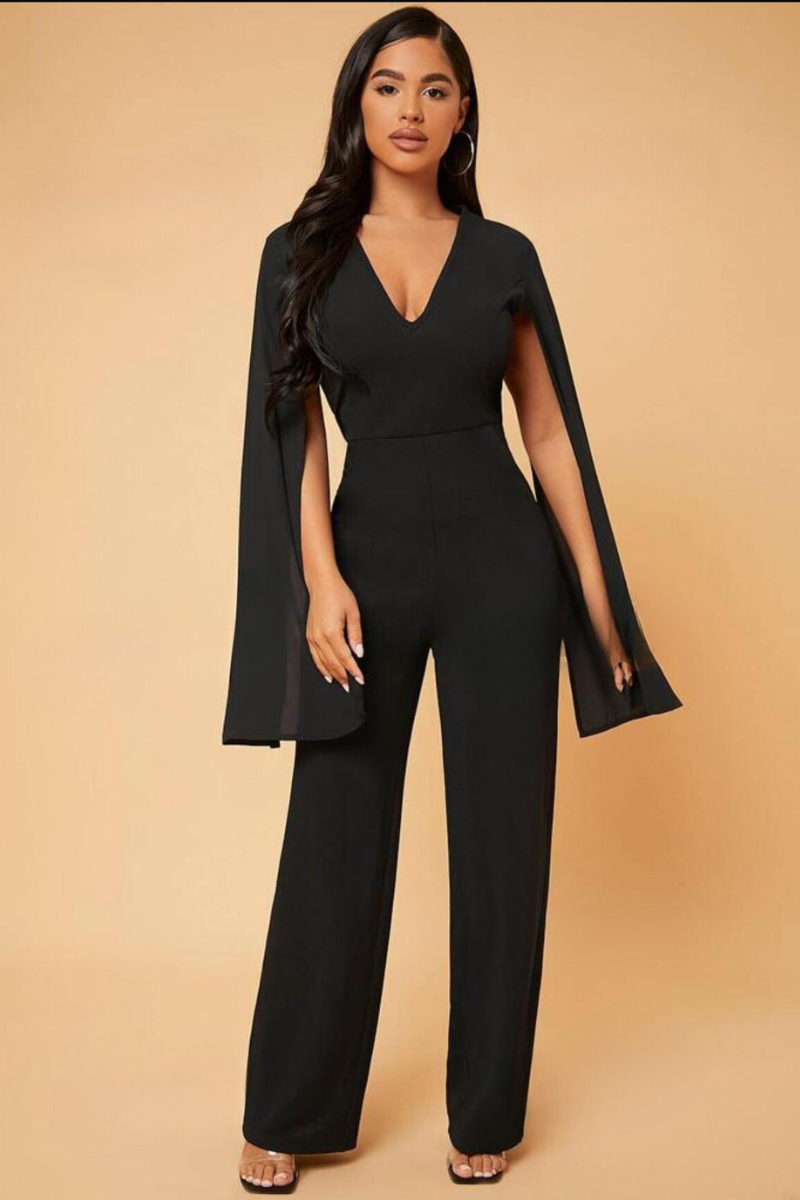 Enterizo Elegante Manga Capa Escote V