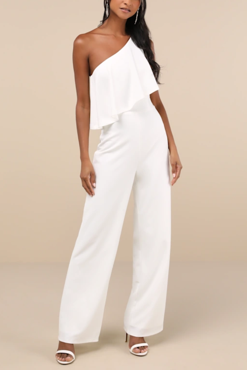 Enterizo Palazzo Un Hombro Elegante Mujer 4065