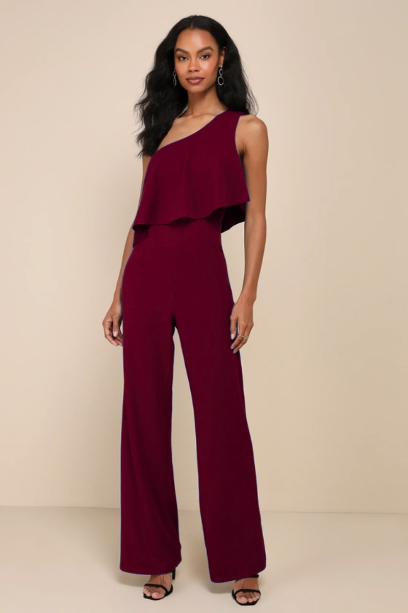 Enterizo Palazzo Un Hombro Elegante Mujer 4065