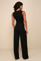 Enterizo Negro Elegante Corte Recto Mujer