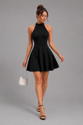 Vestido Corto Mujer Cuello Halter Casual Elegante