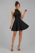 Vestido Corto Mujer Cuello Halter Casual Elegante