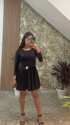 Vestido Rotondo Casual Manga Larga de Mujer