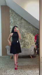 Vestido Corto Mujer Cuello Halter Casual Elegante