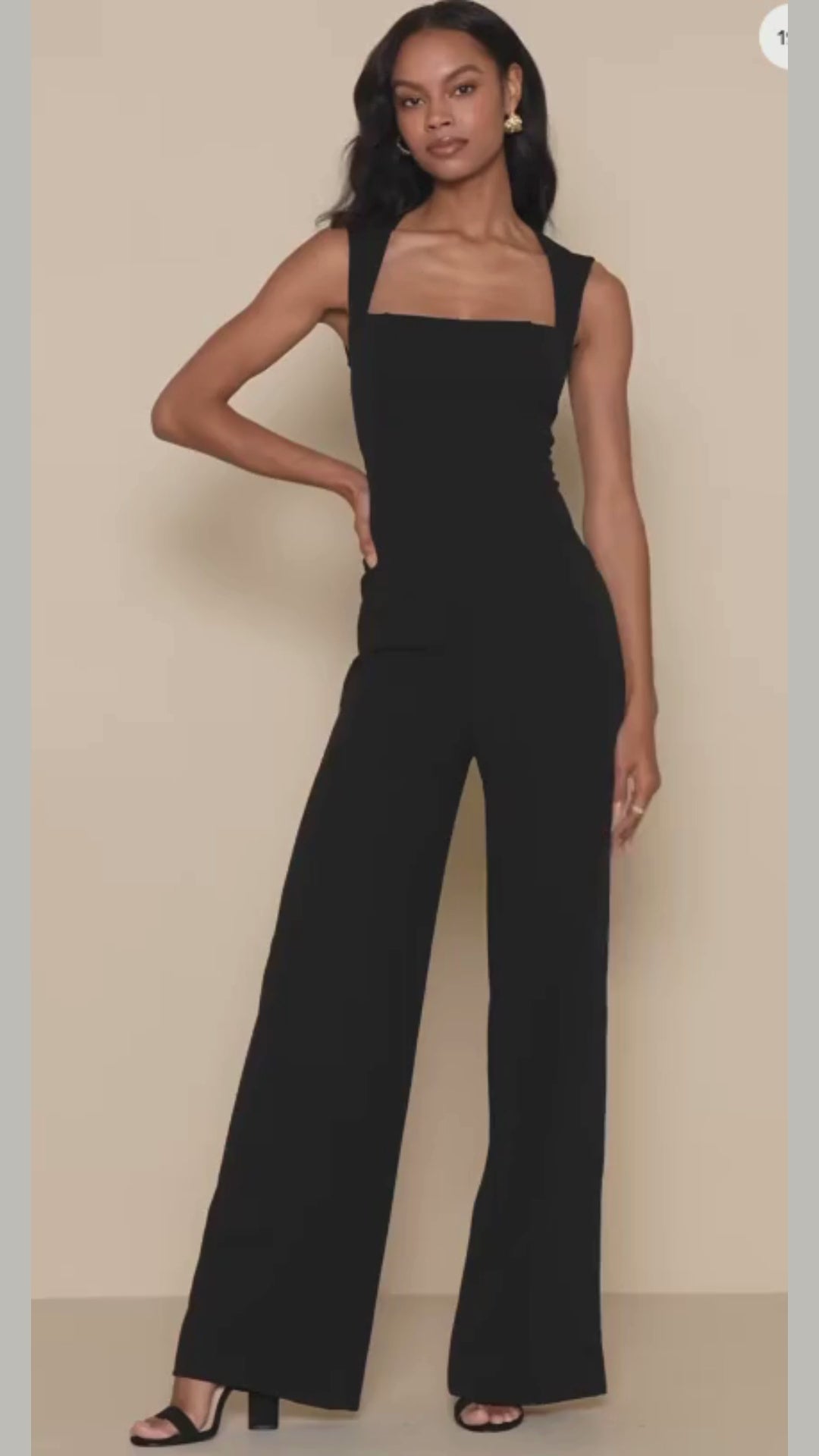 Enterizo Negro Elegante Corte Recto Mujer