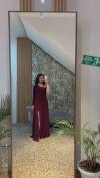 Vestido Largo Elegante Un Hombro Con Abertura Lateral Manga Larga